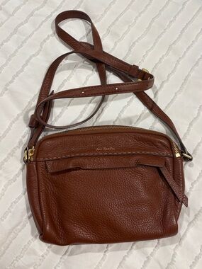 Vera Bradley Brown Pebble Leather Small Crossbody Bag